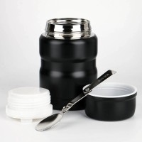 Термос для еды "Мастер К", 500 мл, сохраняет тепло 8 ч, 10 х 15.5 см, чёрный