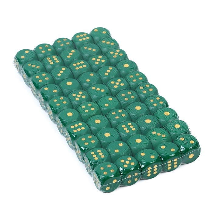Кости игральные, 1.6 × 1.6 см, набор 50 шт, зелёные Кости игральные, 1.6 × 1.6 см, набор 50 шт, зелёные