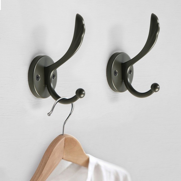 Крючок мебельный CAPPIO WING, двухрожковый, цвет графит, 4 шт.