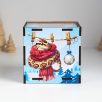 Новогодняя деревянная копилка «Змея. Верь в себя», куб, с надписью, 10×10х10 см