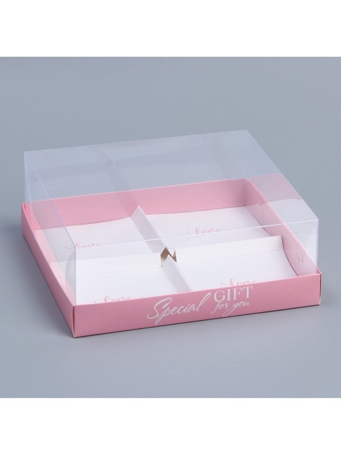 Коробка кондитерская для муссовых пирожных «Love», 17.8×17.8×6.5 см