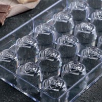 Форма для шоколада и конфет «Роза», 21 ячейка, цвет прозрачный