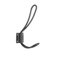 Крючок мебельный ТУНДРА TKd=009, двухрожковый, черный, 5 шт.