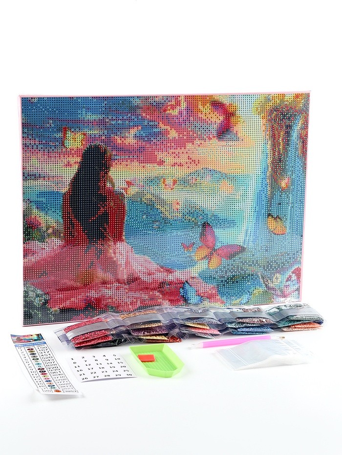 Алмазная мозаика с полным заполнением на холсте с подрамником «Водопады», 30 х 40 см