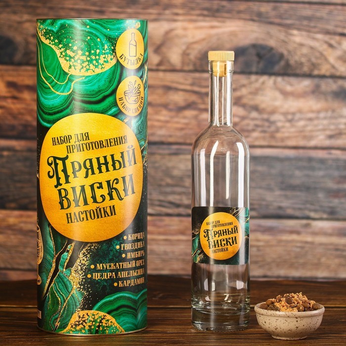 Подарочный набор для приготовления настойки «Пряный виски», набор трав и специй 20 г, бутылка 500 мл., инструкция