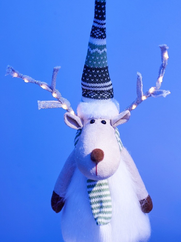 Фигура текстиль «Новогодний лосик» 58 см, 10 LED, от батареек CR2032×1, свечение тёплое белое