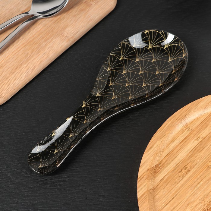 Подставка под ложку Доляна «Народные мотивы», 23,5×8,3 см, цвет чёрный