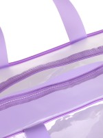 Косметичка-сумка на молнии для бассейна, большая, с ручками, прозрачная/сиреневая