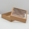 Коробка сборная без печати крышка-дно бурая с окном 29×23.5×6 см