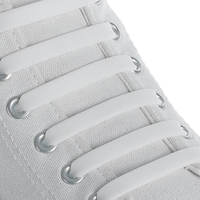 Шнурки для обуви, 6 шт., силиконовые, плоские, 13 мм, 9 см, белые