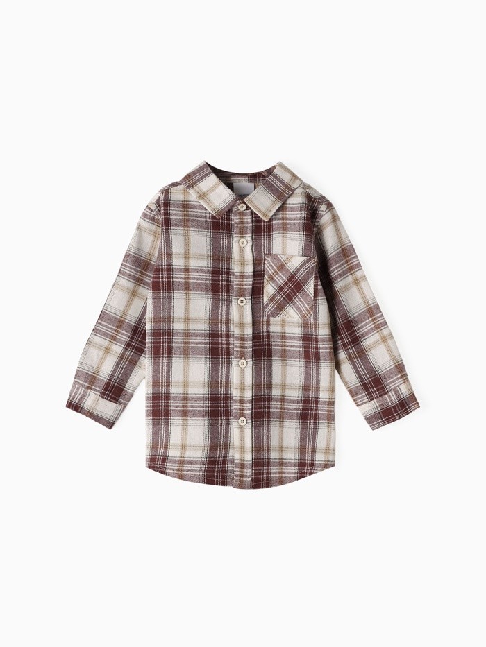 Рубашка фланелевая Крошка Я, рост 92-98 см, коричневая