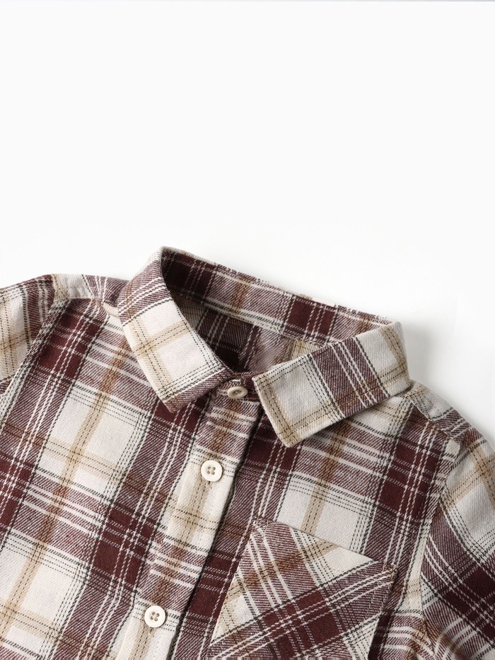 Рубашка фланелевая Крошка Я, рост 92-98 см, коричневая