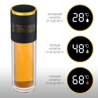 Термос — заварник Мастер К, 420 мл, с термометром, сохраняет тепло до 12 ч, черный