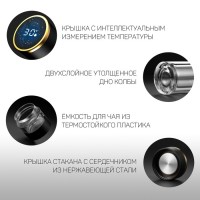 Термос — заварник Мастер К, 420 мл, с термометром, сохраняет тепло до 12 ч, черный