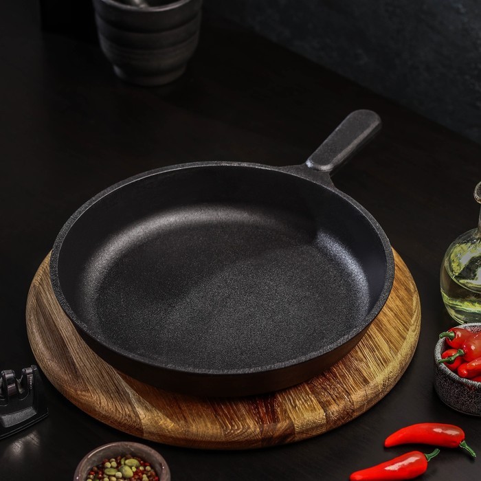 Сковорода литая чугунная Magma, d=24 см, h=4 см, чугунная ручка