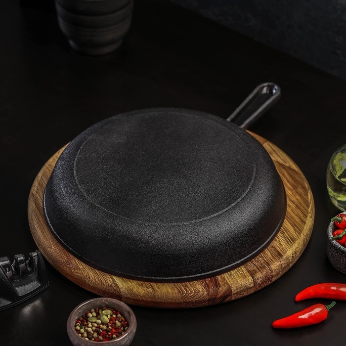 Сковорода литая чугунная Magma, d=24 см, h=4 см, чугунная ручка