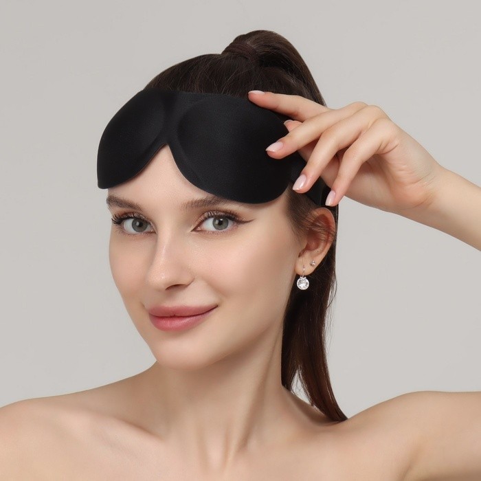 Маска для сна 3D, на липучке, 22.5×9 см, чёрная