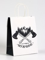 Пакет подарочный крафт «Настоящему мужчине», 21×11×27 см