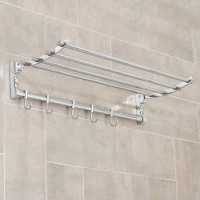 Полка откидная с двигающимися крючками Accoona A141, 57×30 см, цвет хром