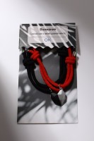 Браслеты парные «Неразлучники» на магните, половинки сердца, чёрно-красные, d=7 см