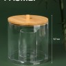 Органайзер для ватных палочек «BAMBOO», с крышкой, d=9.5×9.7 см, прозрачный, коричневый