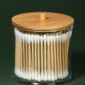 Органайзер для ватных палочек «BAMBOO», с крышкой, d=9.5×9.7 см, прозрачный, коричневый