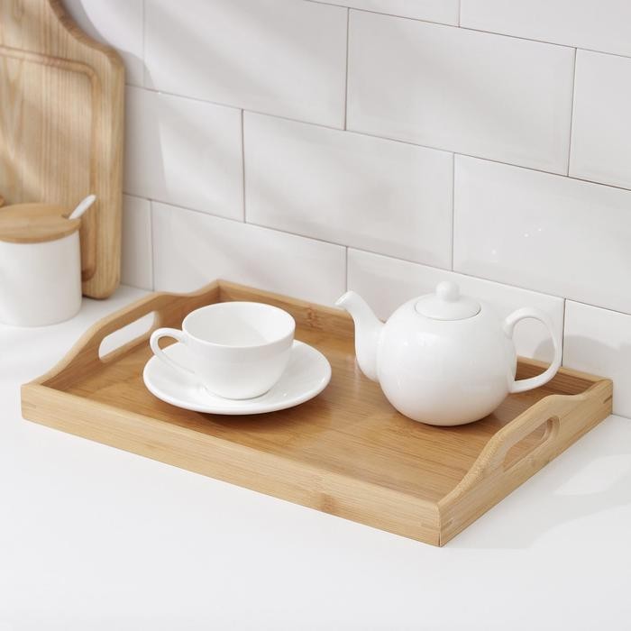 Поднос с ручками Доляна Striata, 41×28×5 см, бамбук