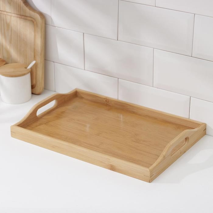 Поднос с ручками Доляна Striata, 41×28×5 см, бамбук