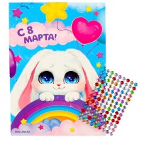 Аппликация стразами для детей «Зайка», набор для творчества на 8 марта