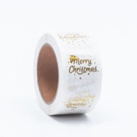 Наклейки c тиснением  в рулоне "Mary Christmas", 500 шт,2,5 х 2,5 см