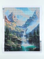 Алмазная мозаика с полным заполнением на холсте «Озеро в горах», 40 х 50 см