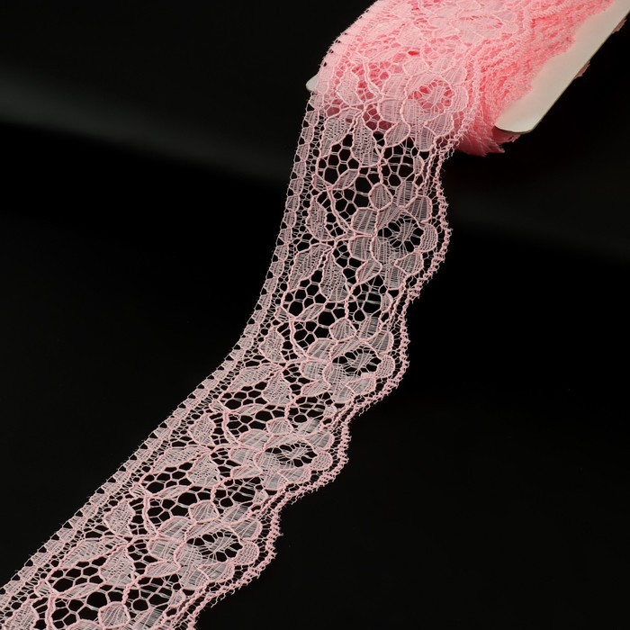 Кружево капроновое, 60 мм × 10 ± 1 м, цвет кипенно-белый