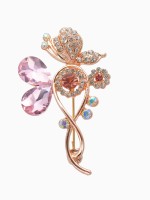 Брошь «Бабочка» бесконечность, цветная в розовом золоте