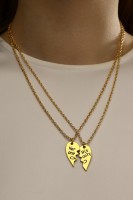 Кулоны парные «Неразлучники» для него и неё, цвет чернёное золото, 40 см