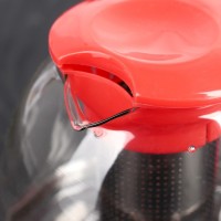 Чайник стеклянный заварочный «Фиона», 1,1 л, с металлическим ситом, цвет красный