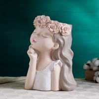 Декоративное кашпо - ваза для цветов «Принцесса», 2.4 л, 18×16×27 см, керамика, бежевое