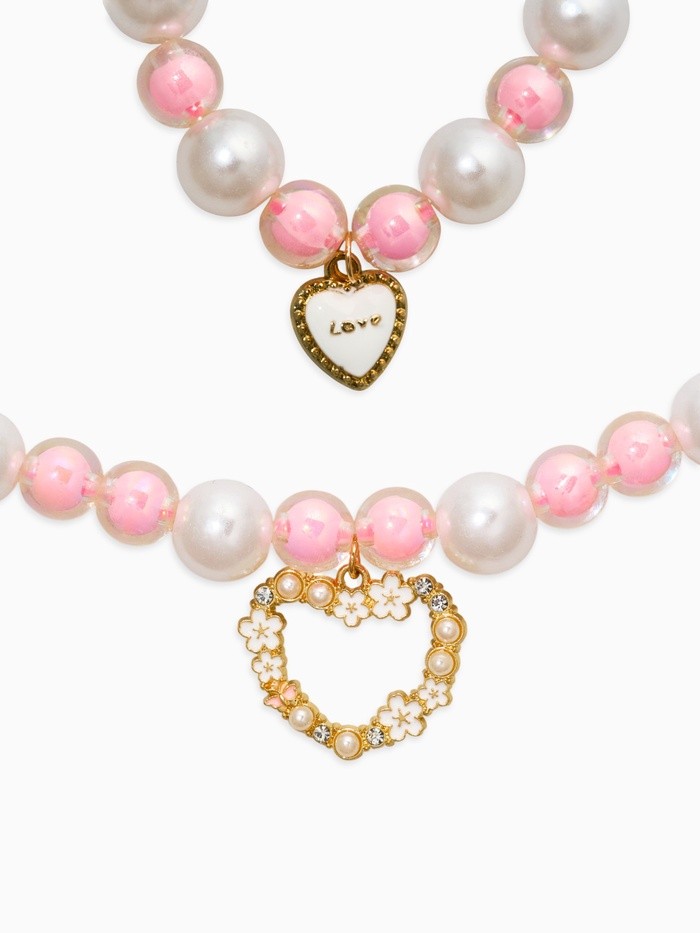 Набор детских украшений «Выбражулька. Нежность», 4 предмета: клипсы, кольцо, бусы, браслет, розовый, белый