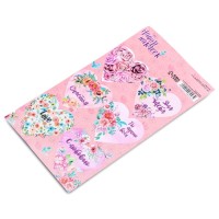 Наклейки для цветов и подарков "С любовью", розовые, 16 х 7,7 см