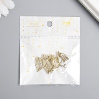 Декор для творчества металл, стразы "Разные половинки сердца" золото 1,8х2,5 см