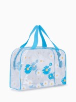 Косметичка-сумка на молнии для бассейна, большая, с ручками, с принтом «Ромашки», голубая
