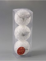 Ёлочные игрушки 3 шт. «Яблочко» 7×7.5 см, белый