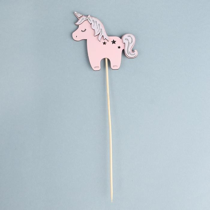 Топпер "Единорог", 11х10 см, розовый