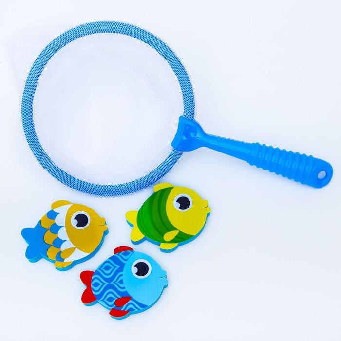 Набор игрушек для ванны + сачок «Веселая рыбалка» , МИКС