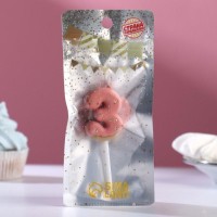 Свеча в торт "Клубничная глазурь", цифра "3", розовая