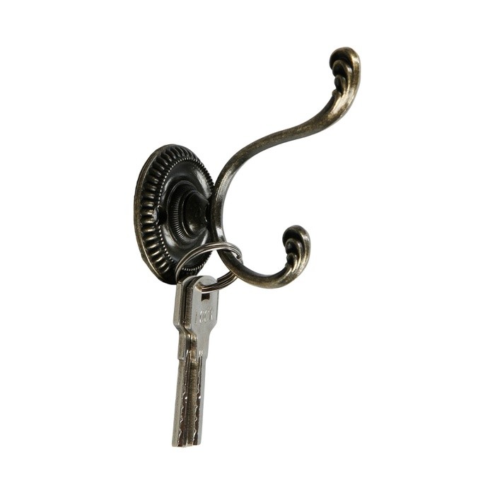 Крючок мебельный ТУНДРА TKd=018, двухрожковый, бронза, 10 шт. TMP