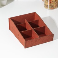 Органайзер деревянный для чая и кухонных принадлежностей Доляна, 22×19×8 см, цвет мокко