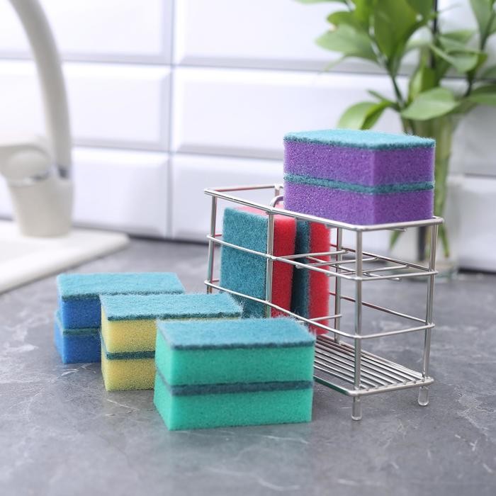 Набор губок для посуды с чистящим слоем Доляна «Эконом», 7.5×4.5×2.5 см, 10 шт.