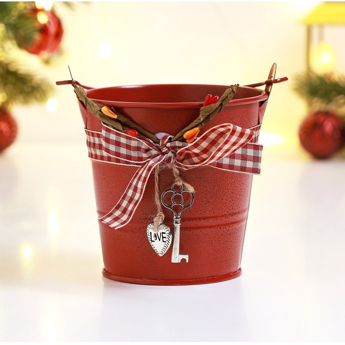 Кашпо "Ведерко Рустад" красное, 10х10х9см