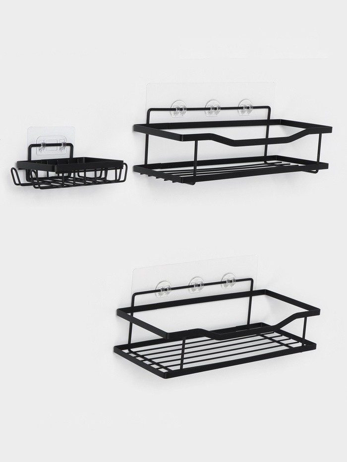 Полки для ванной Stölz, 2 шт., мыльница, чёрные