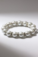 Браслет жемчуг «Невеста» со стразами, шар №10, цвет белый, d=5,5 см